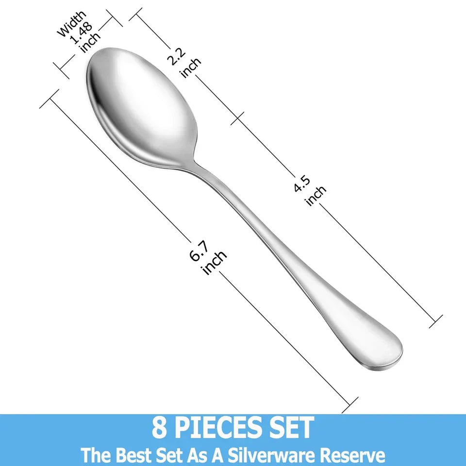 8 Piece Teaspoons Set,Food Grade 18/10 Stainless Steel Tea Spoons,Durable Small