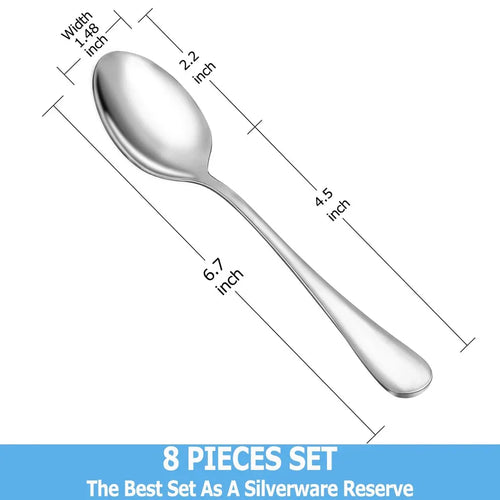 8 Piece Teaspoons Set,Food Grade 18/10 Stainless Steel Tea Spoons,Durable Small